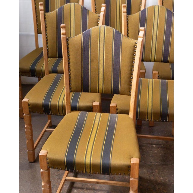 Set of Six Danish Modern Oak and Wool Dining Chairs in the Manner of Henning Kjærnulf, 1970s For Sale - Image 16 of 17