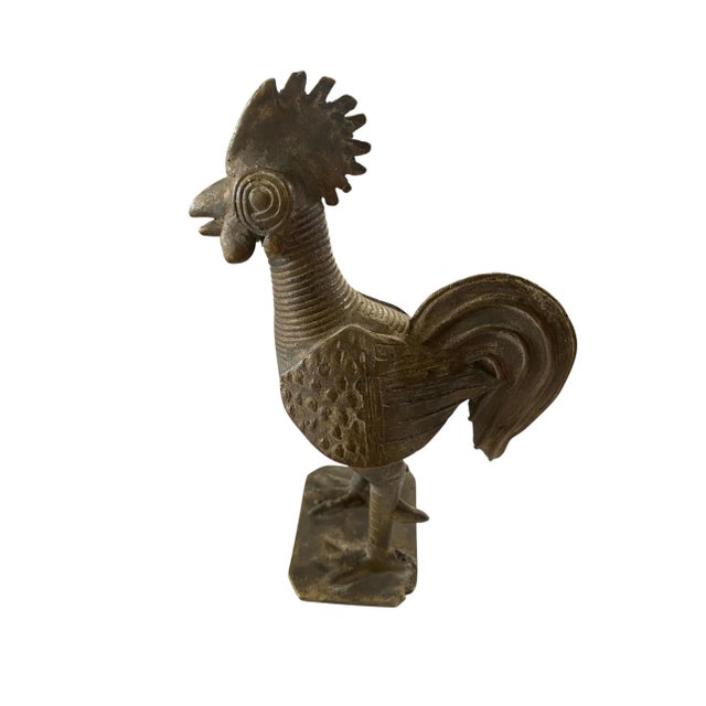 African Vintage Bronze AfricanTribal/ Ashanti Akan of a Bird/ Rooster Ivory Coast For Sale - Image 3 of 7