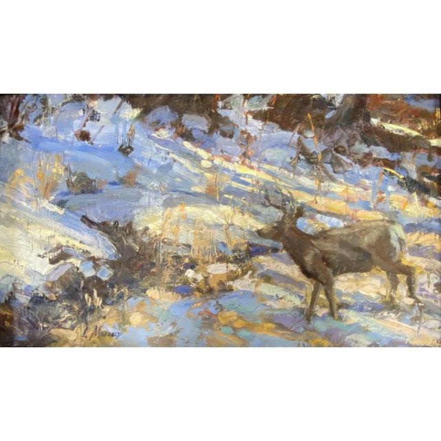 Wood A Walk in the Woods ~ Lorie Batson, Original Oil Painting ~This Painting Captures a Quiet Peaceful Winter Scene Along a Snowy Creek. For Sale - Image 7 of 14