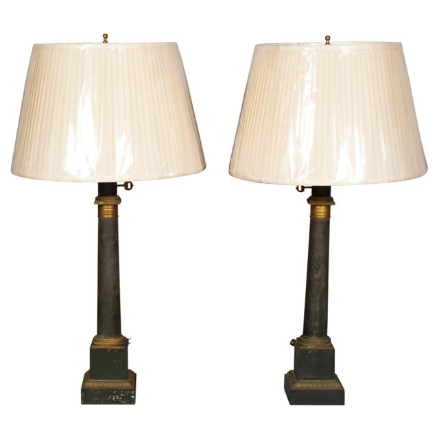French Tole Columnar Table Lamps - A Pair For Sale - Image 13 of 13