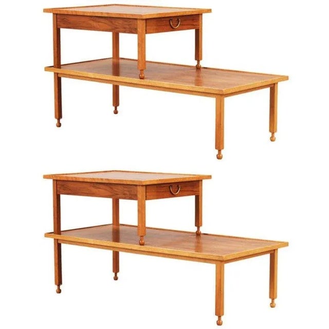 - Nightstand in mahogany veneer designed by Josef Frank - Probably manufactured in the 1940s - Features a drawer with...