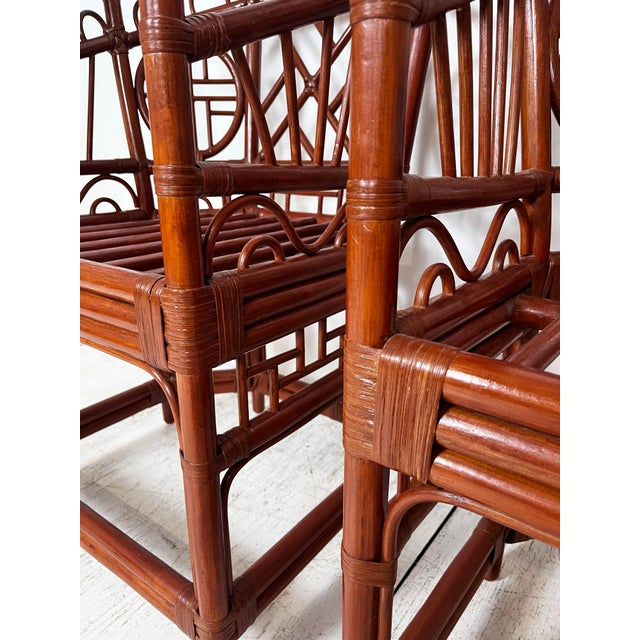 Mid 20th Century Vintage Brighton Chinese Chippendale Rattan Chairs- Pair For Sale - Image 5 of 5