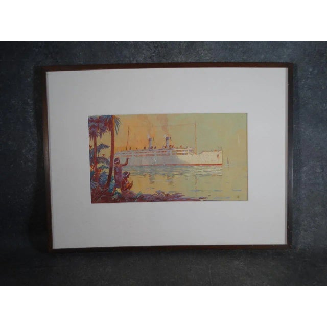 Early 20th Century "Cruise Ship in Hawaii" Gouache Painting by Thomas Hill McKay, Framed For Sale - Image 11 of 11