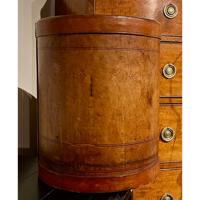 Antique Saddle Leather Library Waste Basket For Sale - Image 4 of 12