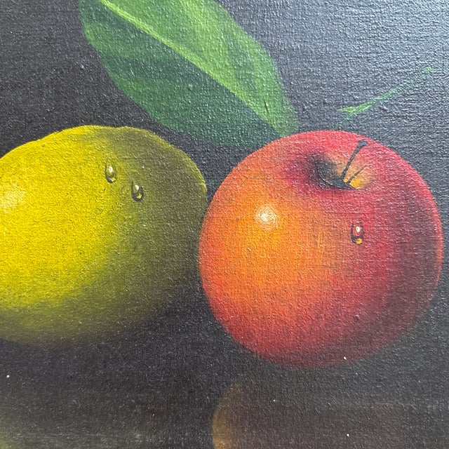 Gold Antonio Gusini Still Life Oil Painting of Apple and Lemon, Framed For Sale - Image 8 of 10