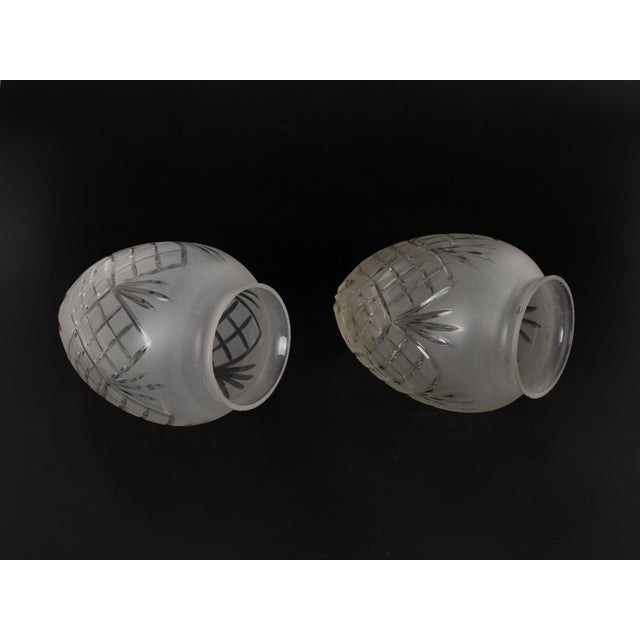 Metal 1950s Nickel-Plated Brass Acorn Flush Mounts – Hand-Cut Crystal Shades - a Pair For Sale - Image 7 of 9