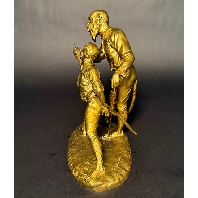 Late 19th Century “Le Maître D’Armes” Gilt Bronze Figural Group by Henri Émile Allouard For Sale - Image 4 of 10