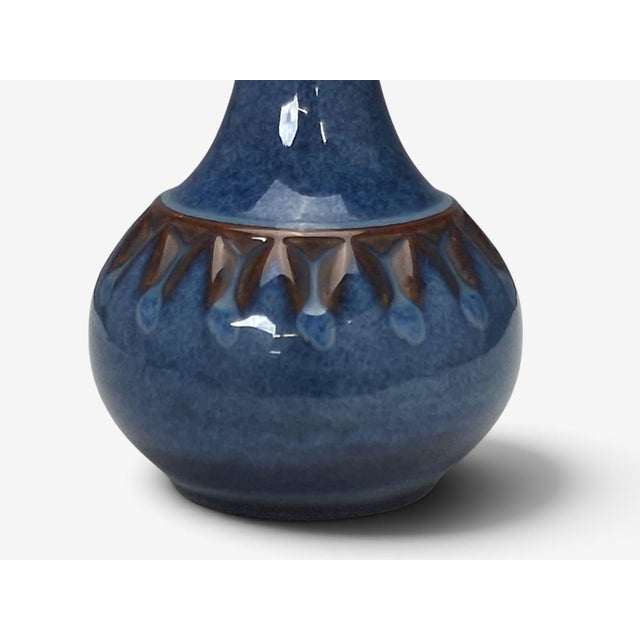 1960s Søholm Stentøj, Small Table Lamp, Dark Blue Stoneware, For Sale - Image 10 of 13