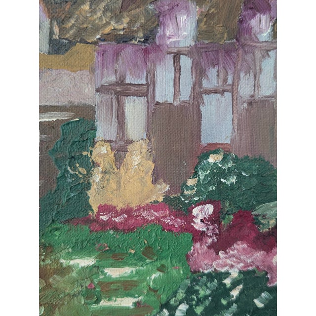 Vintage English Cotswolds Cottage Impressionist Painting Framed For Sale - Image 10 of 13