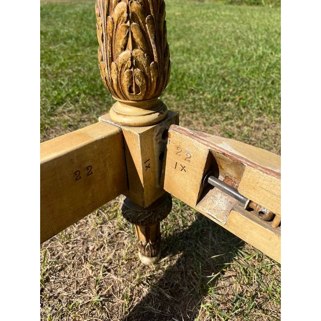 Antique French Carved Wood and Upholstered Headboard and Bed Frame For Sale - Image 12 of 18