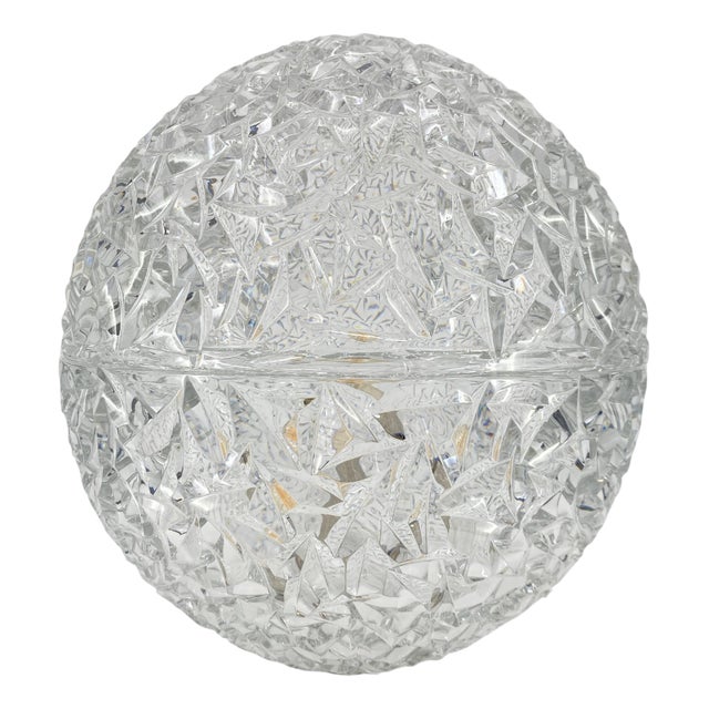 Ball Lamp in Faceted Crystal Glass, 1950s For Sale
