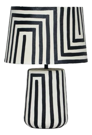 Minori Black Striped Papier Mache Table Lamp