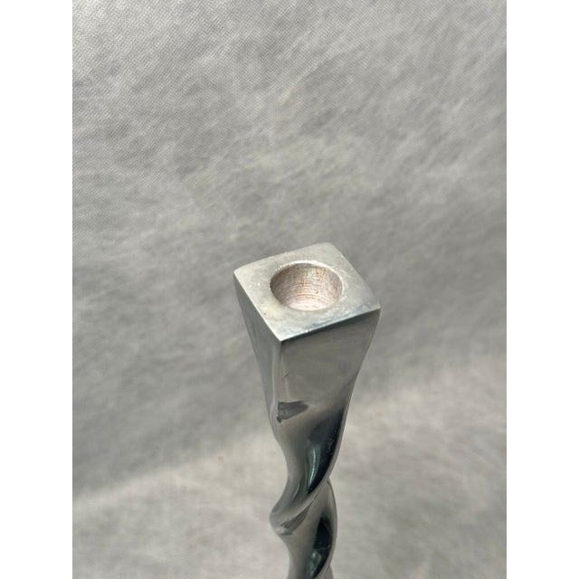 Contemporary Vintage Chrome Twist Candleholder, Set of 2 For Sale - Image 3 of 8