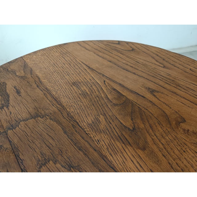Wood Brutalist Oak Pedestal Table attributed to Charles Dudouyt, 1940s For Sale - Image 7 of 15