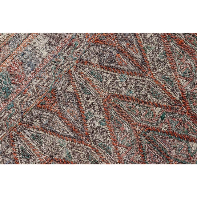 Vintage Turkish Kilim Rug With Geometric Design in Warm Earthy Tones 6'8 X 10'4 For Sale - Image 10 of 10