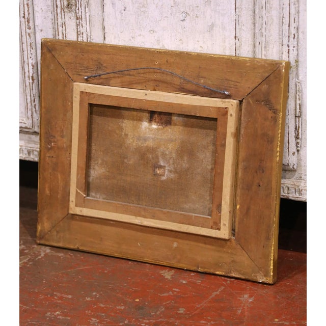 19th Century French Country Landscape Oil Painting in Carved Giltwood Frame For Sale - Image 9 of 9
