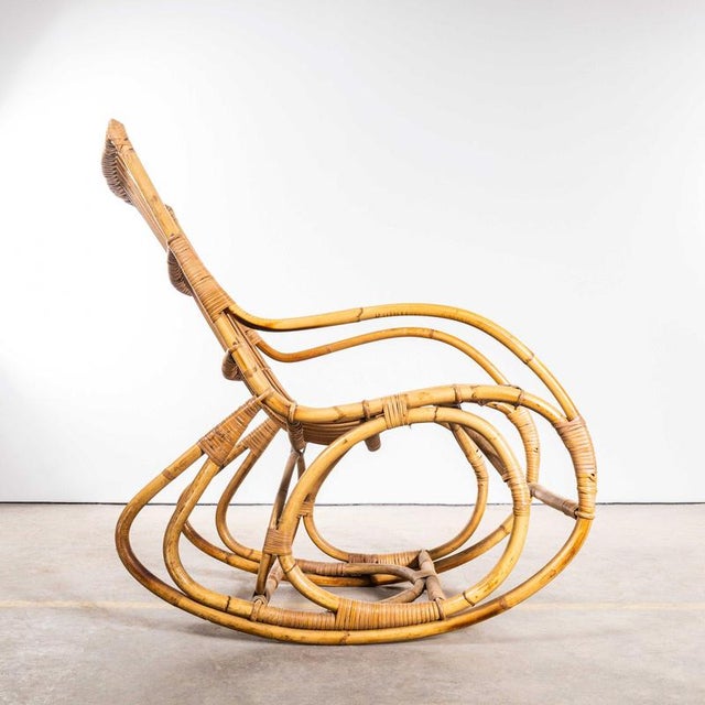 1960s French Rattan Rocking Chair, 1960s For Sale - Image 5 of 11