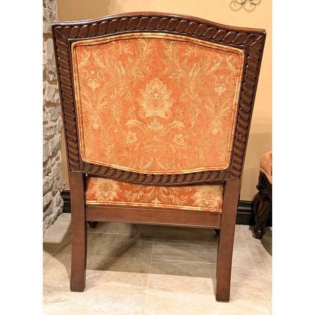 Baroque Bernhardt Rope-Carved Upholstered Armchairs – A Pair For Sale - Image 3 of 7