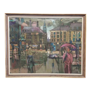 French Impressionistic Signed Oil Painting on Canvas