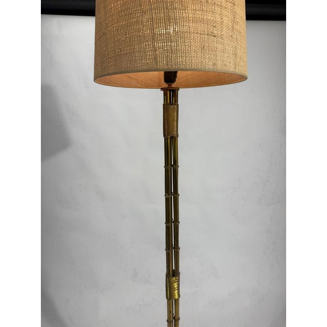 Metal Triple Bronze and Faux Bamboo Floor Lamp from Maison Bagues, 1950 For Sale - Image 7 of 13
