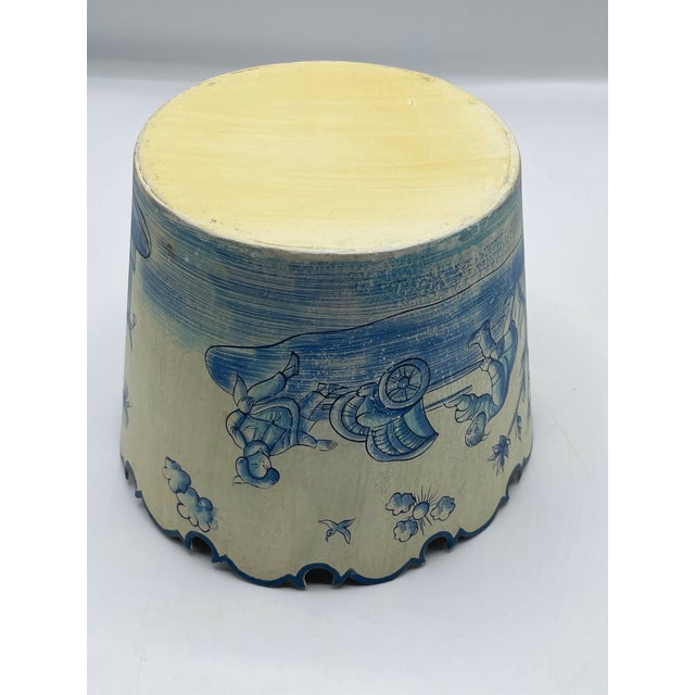 Vintage Italian Hand-Painted Toleware Chinoiserie Monteith Cachepots - Set of 2 For Sale - Image 9 of 12