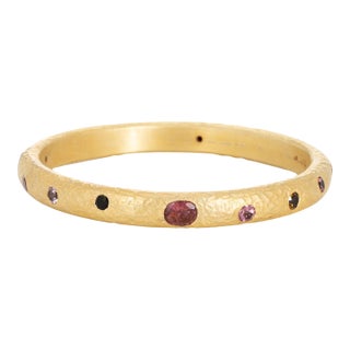 Rainbow Tourmaline Bangle Bracelet Silver 24k Gold Plate Fine Estate Jewelry For Sale