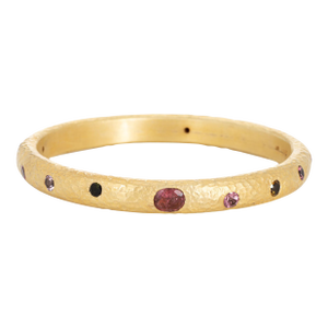 Rainbow Tourmaline Bangle Bracelet Silver 24k Gold Plate Fine Estate Jewelry