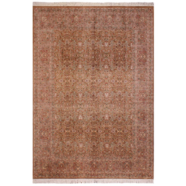 Floral 1990's Pak-Persian Dark Tan/Tan Wool Rug - 9'3'' X 11'10'' For Sale - Image 9 of 9
