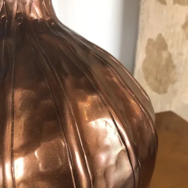 Vintage 1990s Torched Copper Gourd Shaped Table Lamp For Sale In Dallas - Image 6 of 8