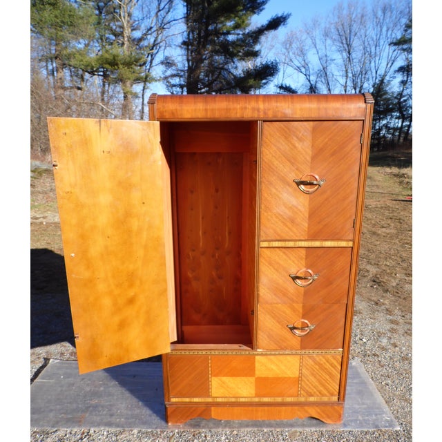 Antique Art Deco Waterfall Chifferobe Armoire Wardrobe Dresser Closet