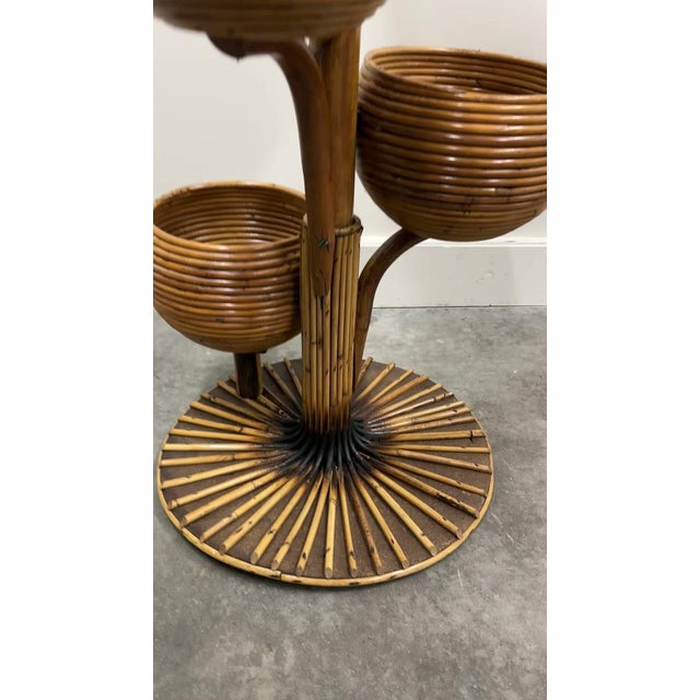 Italian Bamboo Multi-Tier Plant Stand with Sculptural Bowls, 1960s For Sale - Image 12 of 13
