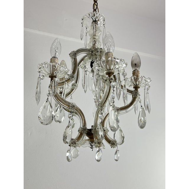 Glass Mid-Century Italian 5-Light Crystal Chandelier, 1950s For Sale - Image 7 of 7