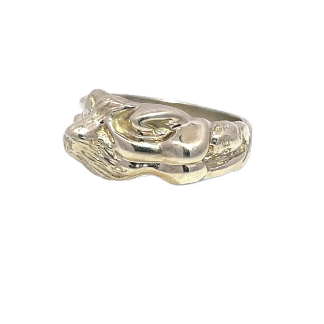 Modern 14k White Gold Modern Style Exotic Erotica Ring, Size 7.75 For Sale - Image 3 of 7