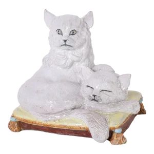 Vintage Italian Terra Cotta Two Cats on a Pillow