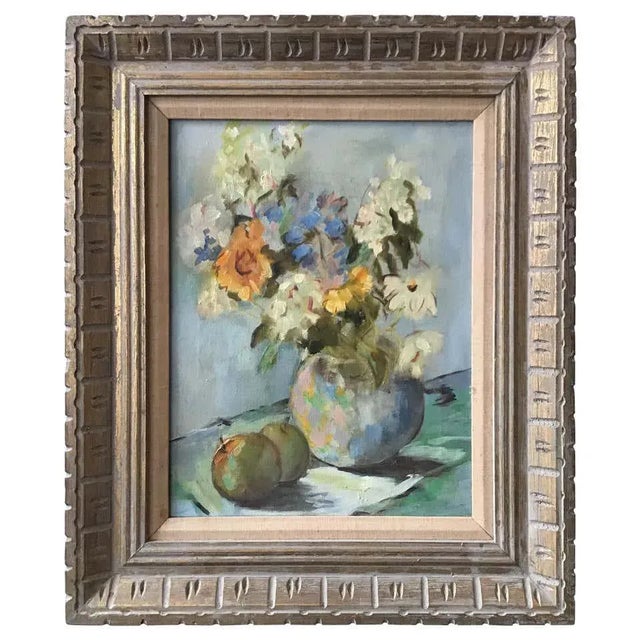1950s Oil on Canvas of a Floral Arrangement For Sale - Image 10 of 10