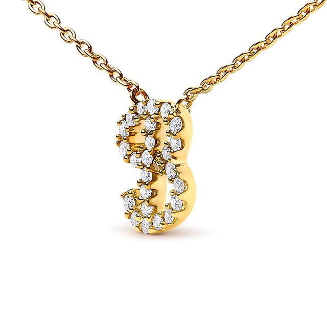 Contemporary 10K Yellow Gold Diamond Accent "B" Initial Script Style Pendant Necklace For Sale - Image 3 of 4
