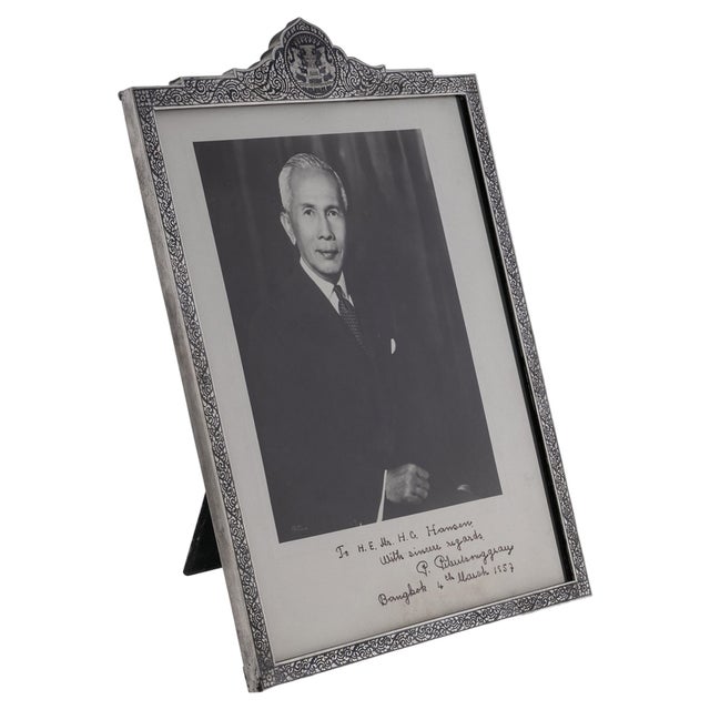 Silver & Niello Photo Frame, Bangkok, 1957 For Sale