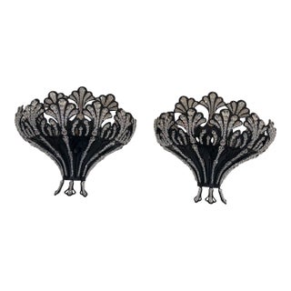 Pair Schonbek Rivendell Black Matte Crystal Sconces Unused For Sale