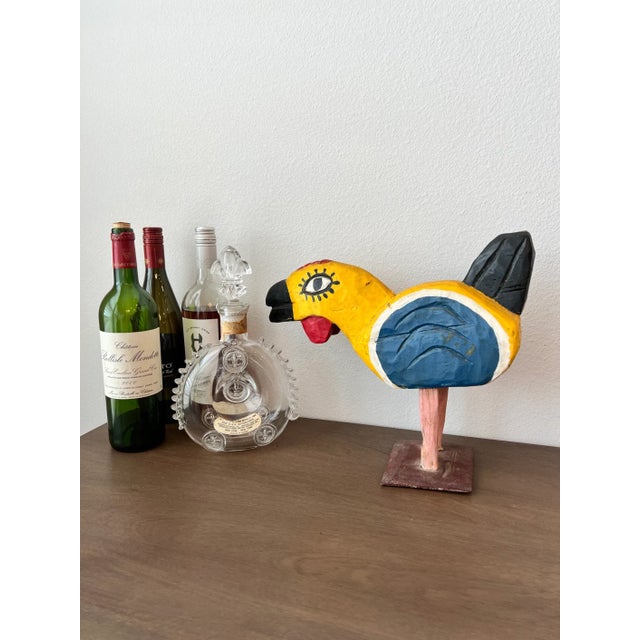 Yellow Vintage Guatemalan Hand Carved Bird Folk Art Sculpture For Sale - Image 8 of 10
