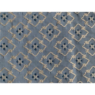 Brunschwig & Fils Creek Figured Woven Blue Fabric Remnant For Sale
