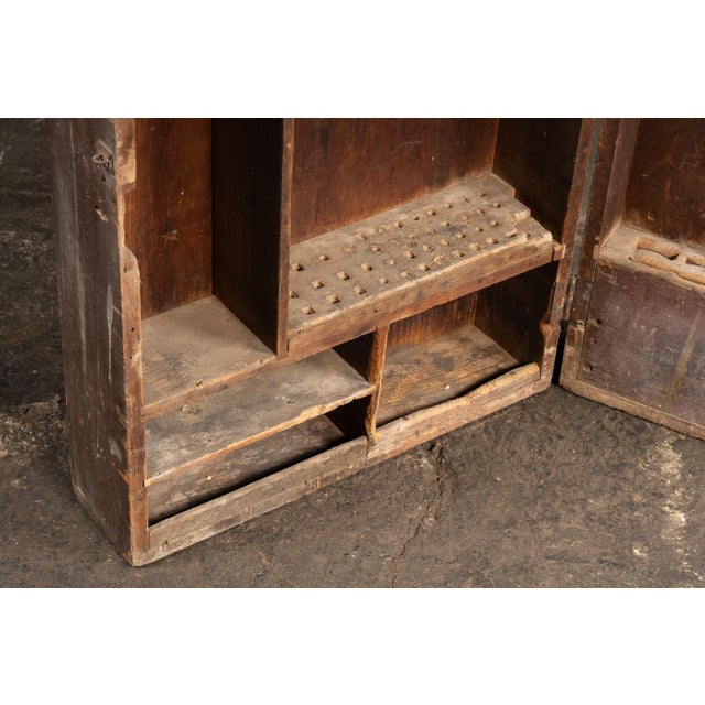 Wood Antique Wooden Swing-Open Tool Cabinet For Sale - Image 7 of 8