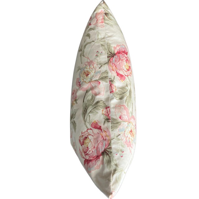 Vintage Handmade Waverly's "Forever Yours Peony" Fabric Down Throw Pillow For Sale In Milwaukee - Image 6 of 10