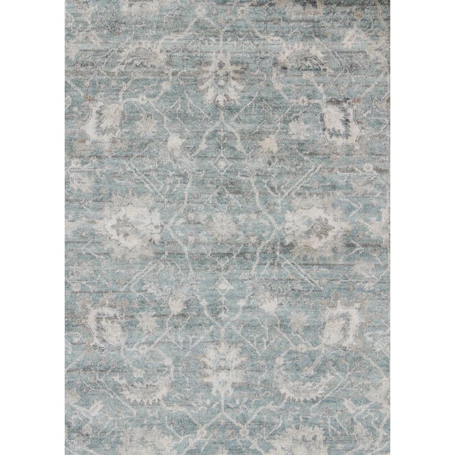 Turkish Oushak in Seafoam Green, Ivory and Light Brown - 8'0 X 10'0 For Sale - Image 4 of 12