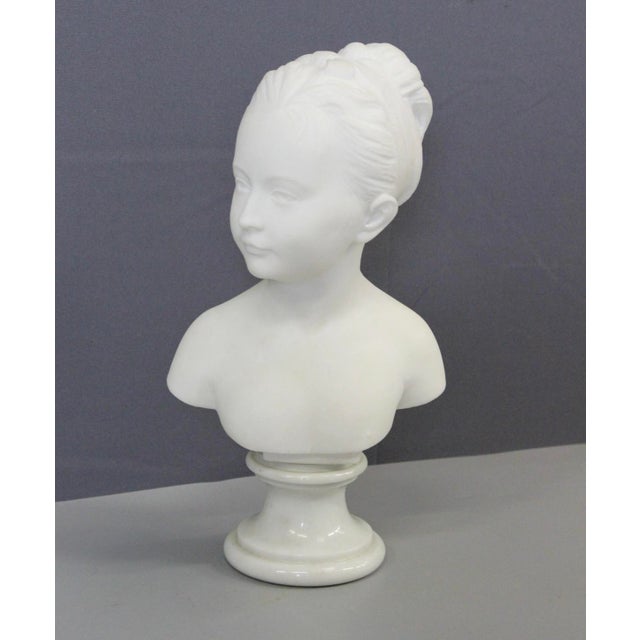 Bust of Young Woman Marie Louise Brongniart in Carrara Marble, 1900 For Sale - Image 10 of 13