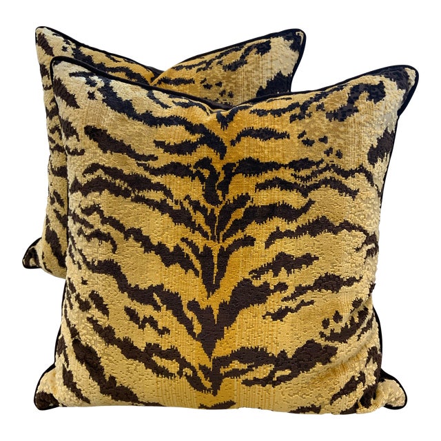 Pair of Custom Tiger Print Pillows Chairish