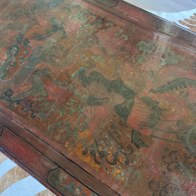Wood Stunning Vintage Umber Rouge Chinese Incised Coffee Table For Sale - Image 7 of 12