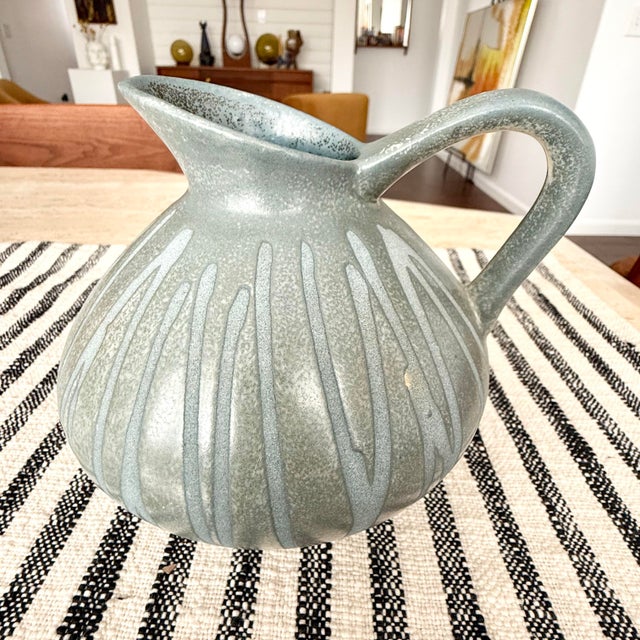 Vintage Mid-Century Modern Dümler & Breiden German Pottery Squat Ceramic Pitcher Vase For Sale In Palm Springs - Image 6 of 8