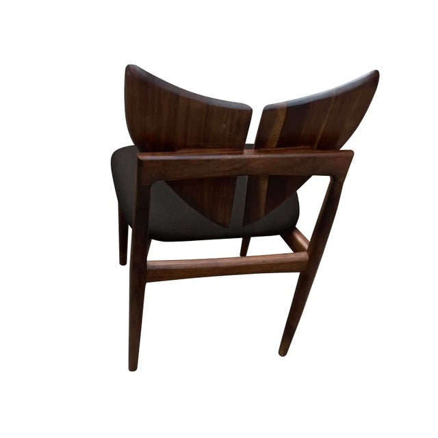 Mid Century Style Solid Walnut Butterfly Dining Chairs - Set of 6 For Sale - Image 4 of 6