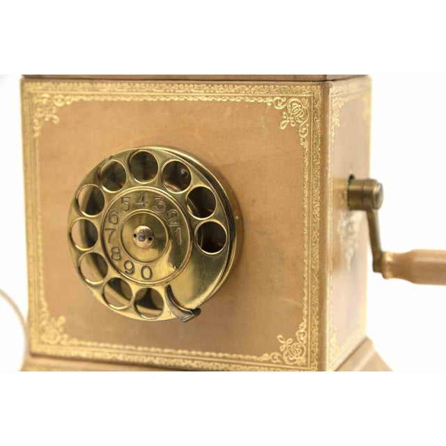 Vintage Brass and Wood Telephone, Italy, 1930s For Sale - Image 4 of 7