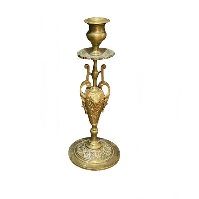 French Antique French Bronze Candlesticks - a Pair For Sale - Image 3 of 6